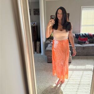 Orange Sequin Skirt dress